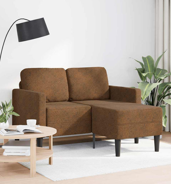 2-Sitzer-Sofa mit Chaiselongue L-Form Braun 125 cm Kunstleder