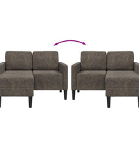 2er-Sofa mit Chaiselongue L-Form Dunkelgrau 125 cm Kunstleder