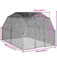 Hühnerstall 2,5x4x2,25 m Verzinkter Stahl