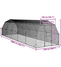 Hühnerstall 2,5x10x2,25 m Verzinkter Stahl