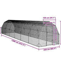 Hühnerstall 2,5x12x2,25 m Verzinkter Stahl