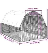 Hühnerstall mit Dach 2,5x4x2,25 m Verzinkter Stahl