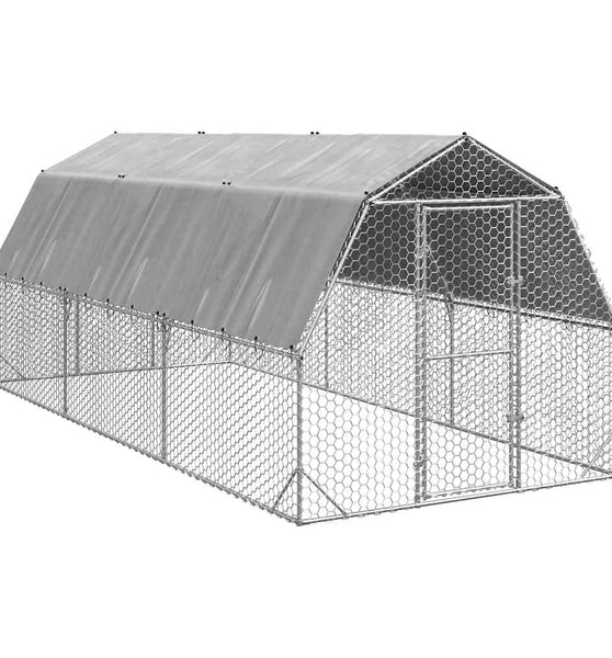 Hühnerstall mit Dach 2,5x6x2,25 m Verzinkter Stahl