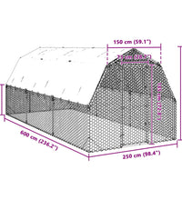 Hühnerstall mit Dach 2,5x6x2,25 m Verzinkter Stahl