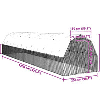 Hühnerstall mit Dach 2,5x12x2,25 m Verzinkter Stahl