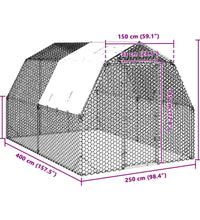 Hühnerstall mit Dach 2,5x4x2,25 m Verzinkter Stahl