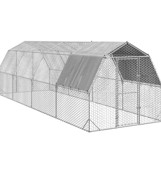 Hühnerstall mit Dach 2,5x8x2,25 m Verzinkter Stahl