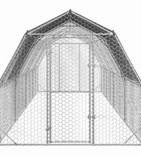 Hühnerstall mit Dach 2,5x8x2,25 m Verzinkter Stahl