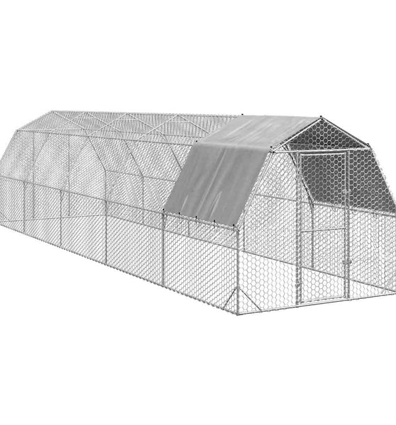 Hühnerstall mit Dach 2,5x10x2,25 m Verzinkter Stahl