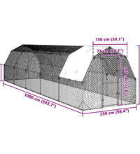 Hühnerstall mit Dach 2,5x10x2,25 m Verzinkter Stahl