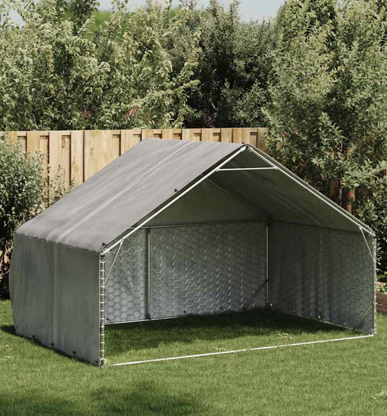 Outdoor-Hundezwinger mit Abdeckung 3x2x1,9 m Verzinkter Stahl