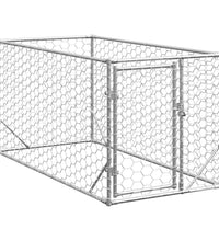 Outdoor-Hundezwinger mit Tür 2x1x1 m Verzinkter Stahl