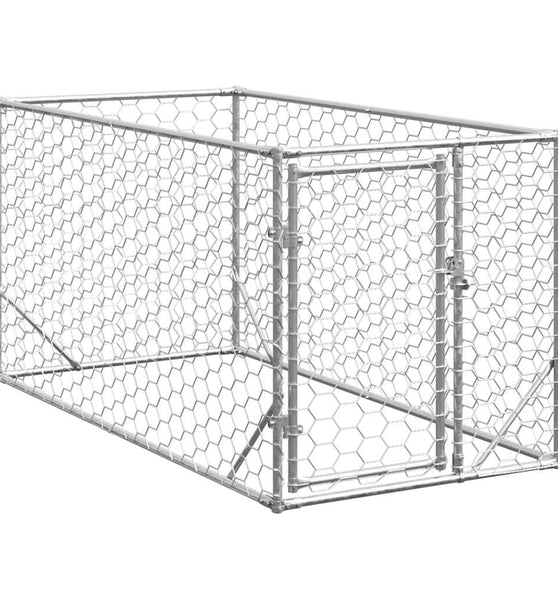 Outdoor-Hundezwinger mit Tür 2x1x1 m Verzinkter Stahl