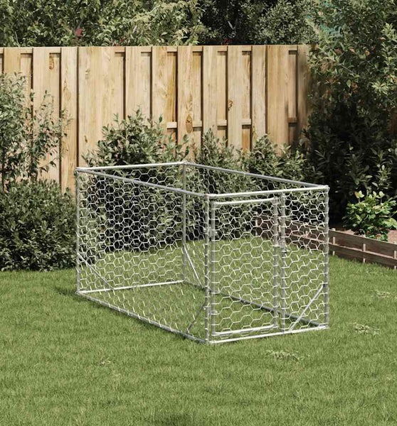 Outdoor-Hundezwinger mit Tür 2x1x1 m Verzinkter Stahl