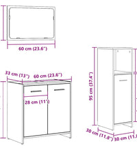 3-tlg. Badmöbel-Set Altholz-Optik Holzwerkstoff