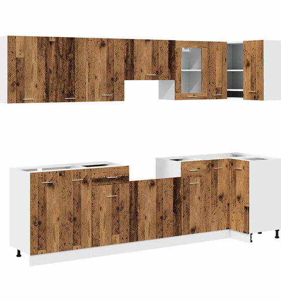 11-tlg. Küchenschrank-Set Altholz-Optik Holzwerkstoff