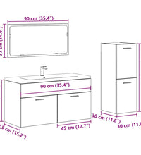 3-tlg. Badmöbel-Set Altholz-Optik Holzwerkstoff