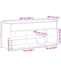 Schuhbank Betongrau 102x30,5x45 cm Holzwerkstoff