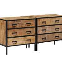 Sideboards 2 Stk. 70x35x70 cm Raues Mango Massivholz