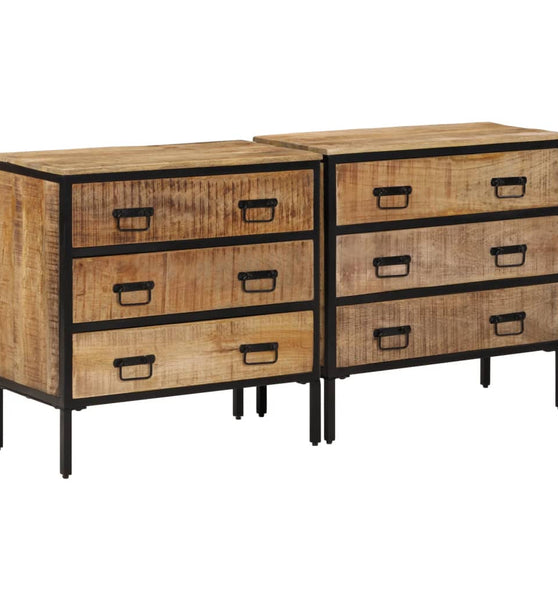 Sideboards 2 Stk. 70x35x70 cm Raues Mango Massivholz