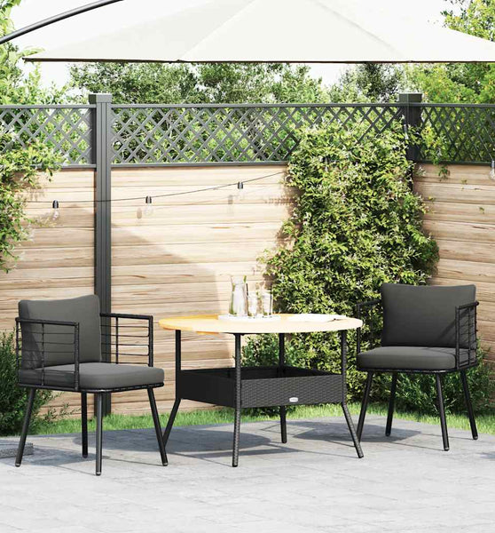 Gartenstühle 2 Stk. mit Kissen Schwarz Poly Rattan