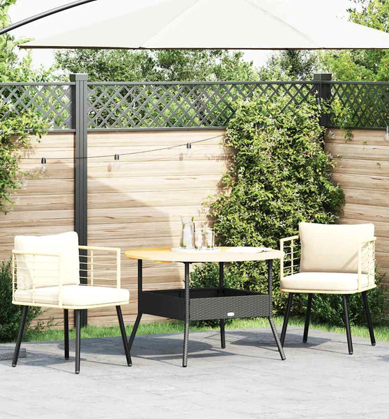 Gartenstühle 2 Stk. mit Kissen Natur Poly Rattan