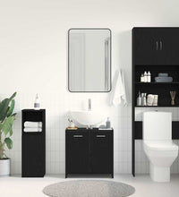 Waschbeckenunterschrank Schwarz Eichen-Optik 60x33x60 cm
