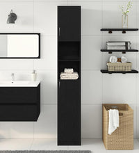 Badschrank Schwarz Eichen-Optik 32x25,5x190 cm Holzwerkstoff