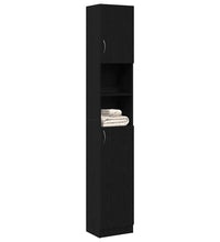 Badschrank Schwarz Eichen-Optik 32x25,5x190 cm Holzwerkstoff