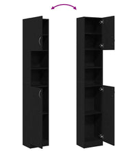 Badschrank Schwarz Eichen-Optik 32x25,5x190 cm Holzwerkstoff