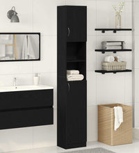 Badschrank Schwarz Eichen-Optik 32x25,5x190 cm Holzwerkstoff