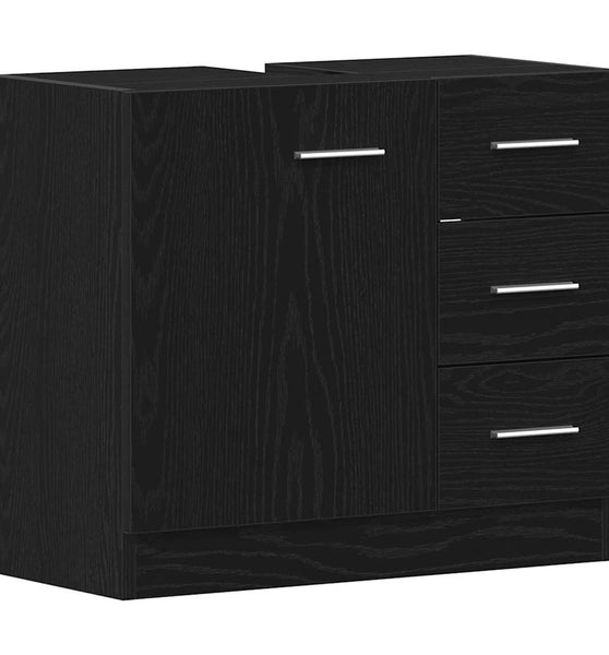 Waschbeckenunterschrank Schwarz Eichen-Optik 63x30x54 cm