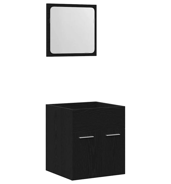 2-tlg. Badmöbel-Set Schwarz Eichen-Optik Holzwerkstoff