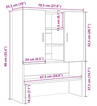 Waschmaschinenschrank Schwarz Eichen-Optik 70,5x25,5x90 cm