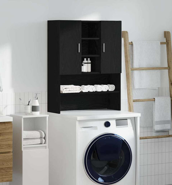 Waschmaschinenschrank Schwarz Eichen-Optik 70,5x25,5x90 cm