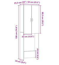 Waschmaschinenschrank Schwarz Eichen-Optik 64x25,5x190 cm