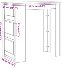 Bartisch mit Regal Schwarz Eichen-Optik 102x50x103,5 cm