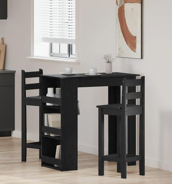 Bartisch mit Regal Schwarz Eichen-Optik 102x50x103,5 cm
