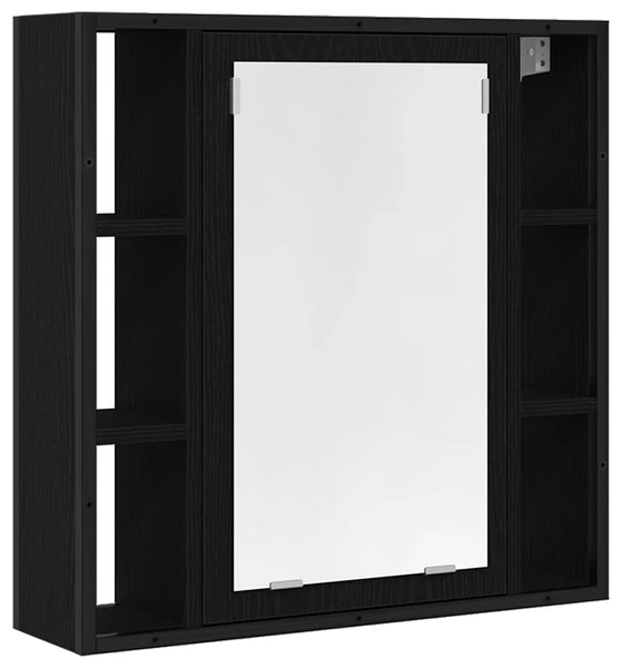 Bad-Spiegelschrank Schwarz Eiche-Optik 60x16x60cm Holzwerkstoff