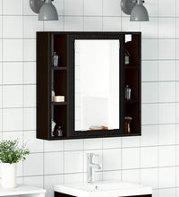 Bad-Spiegelschrank Schwarz Eiche-Optik 60x16x60cm Holzwerkstoff