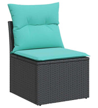 2-tlg. Garten-Sofagarnitur mit Kissen Schwarz Poly Rattan