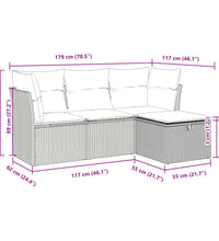 4-tlg. Garten-Sofagarnitur mit Kissen Beige Poly Rattan