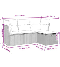 4-tlg. Garten-Sofagarnitur mit Kissen Braun Poly Rattan