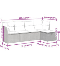 5-tlg. Garten-Sofagarnitur mit Kissen Beige Poly Rattan