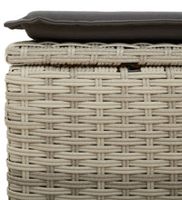 5-tlg. Garten-Sofagarnitur mit Kissen Hellgrau Poly Rattan