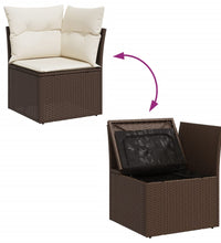 5-tlg. Garten-Sofagarnitur mit Kissen Braun Poly Rattan
