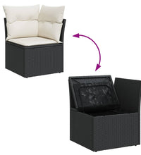 6-tlg. Garten-Sofagarnitur mit Kissen Schwarz Poly Rattan