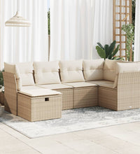 6-tlg. Garten-Sofagarnitur mit Kissen Beige Poly Rattan