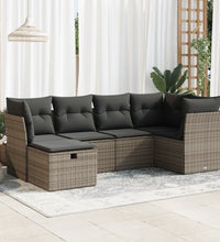 6-tlg. Garten-Sofagarnitur mit Kissen Grau Poly Rattan