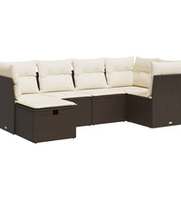6-tlg. Garten-Sofagarnitur mit Kissen Braun Poly Rattan